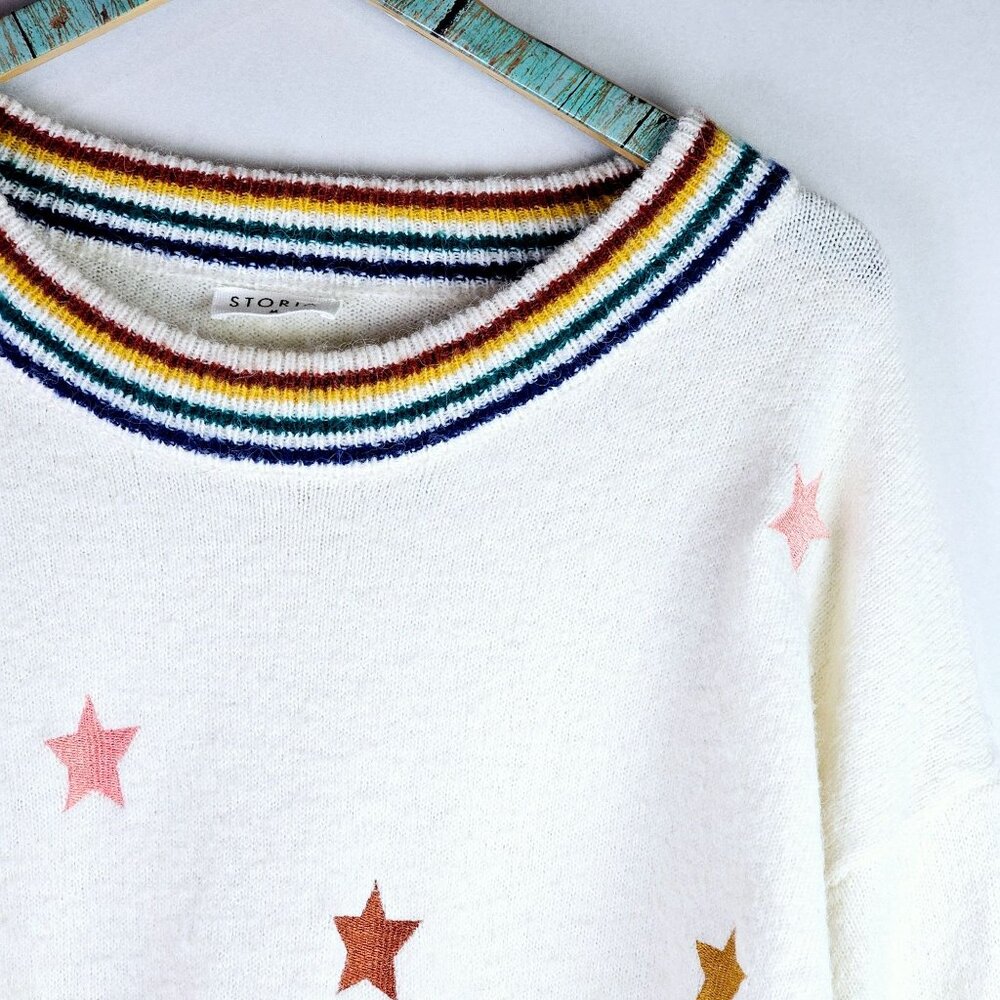 Storia Oversized Baloon Sleeve Rainbow Star Sweater, ST2171, Sz M - Picture 3 of 7